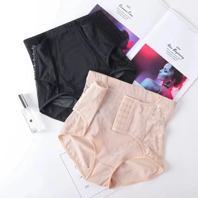 Lightweight breathable mesh 6-row button fit underwear, waist fit pants, mid waist shaping pants for women's underwear Shaping Knickers（Attention: Shipping from China）