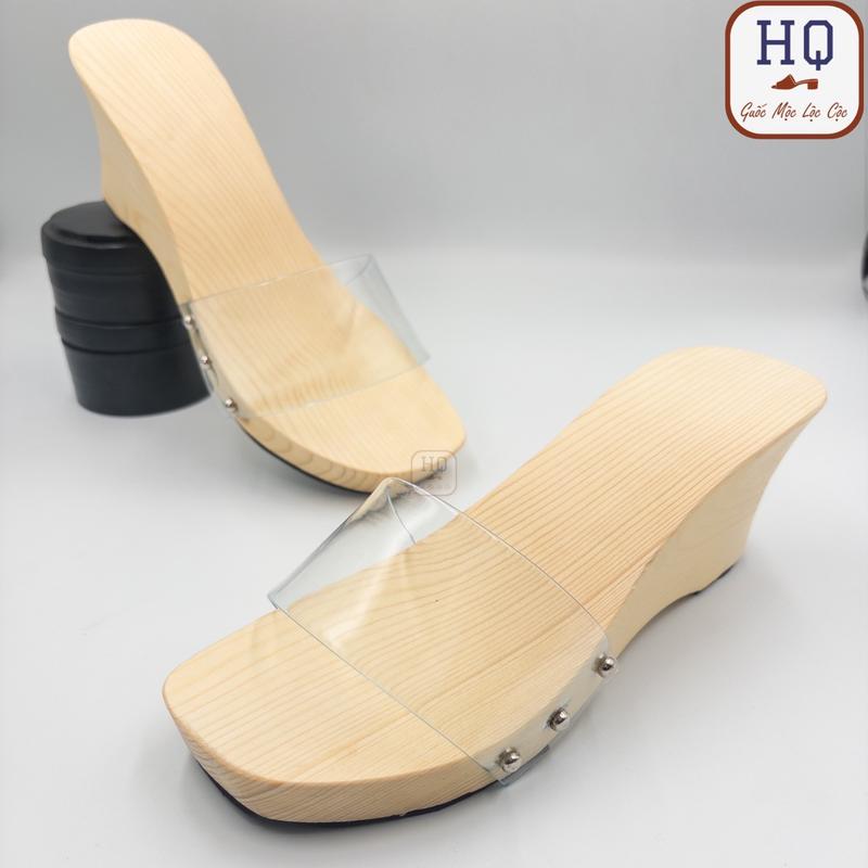 Guốc gỗ thông 7 phân dép gỗ đế xuồng Ngọc Lan quai nhựa trơn guốc mộc 7cm mặc áo dài bà ba pháp phục đồ lam đi chùa dạo phố đạo cụ diễn kịch đóng phim hội đồng