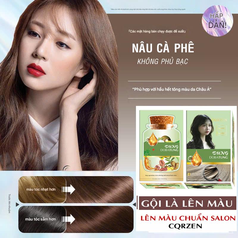 NHUỘM NÂU CÀ PHÊ [HỘP 10 GÓI 30ML] LÊN MÀU CHUẨN SALON, Dầu gội phủ bạc, không kích ứng Nhuộm Tóc Đổi Màu Tóc Nữ Women Sản phẩm đơn