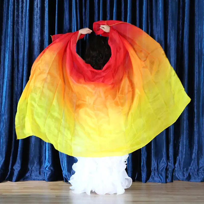 200*80CM Women'S Belly Dance Gradual Colorful Imitation Silk Veil Dancing Hand Scarf  Raves Stage Performance Props