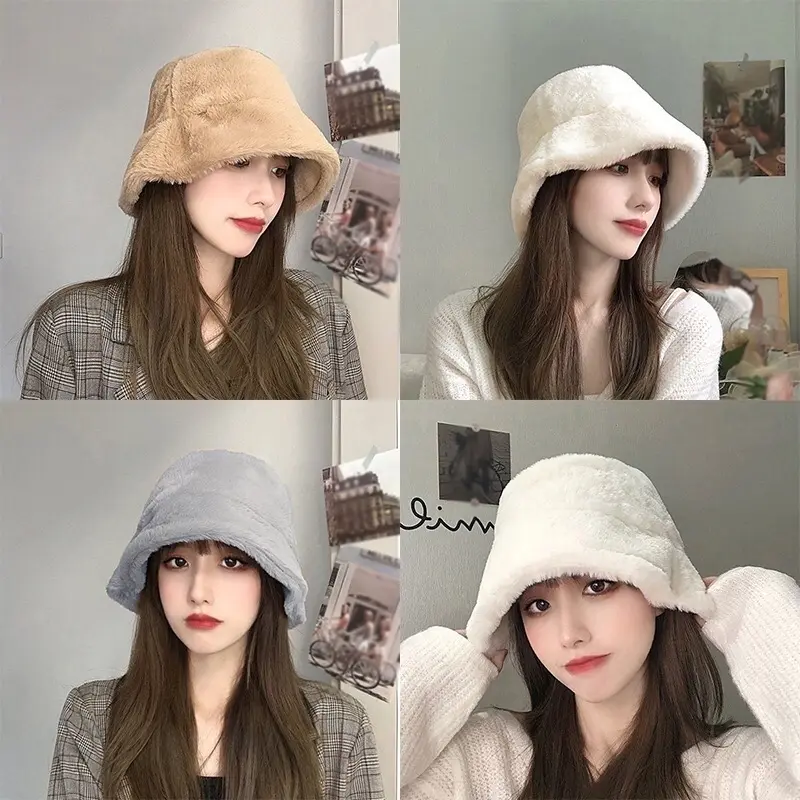 Bucket Hat Dewasa Bahan Bulu/Bucket Musim Dingin