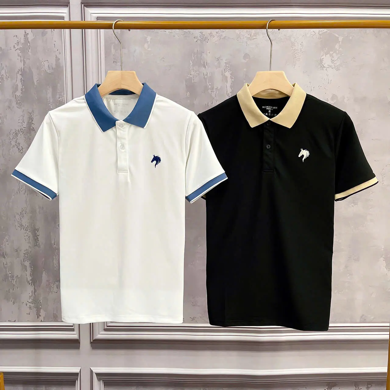 Áo POLO nam cổ trụ Ngắn Tay phối màu trẻ trung - Menswear - Có Cổ - Ngắn Tay Shirt thêu