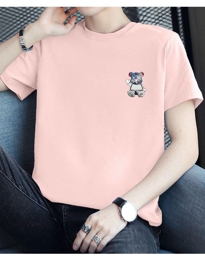 Product Introduction of Heavyweight White T-Shirt Men's Short Sleeve Bear Crew Neck Loose Fit Half Sleeve Pedal 25