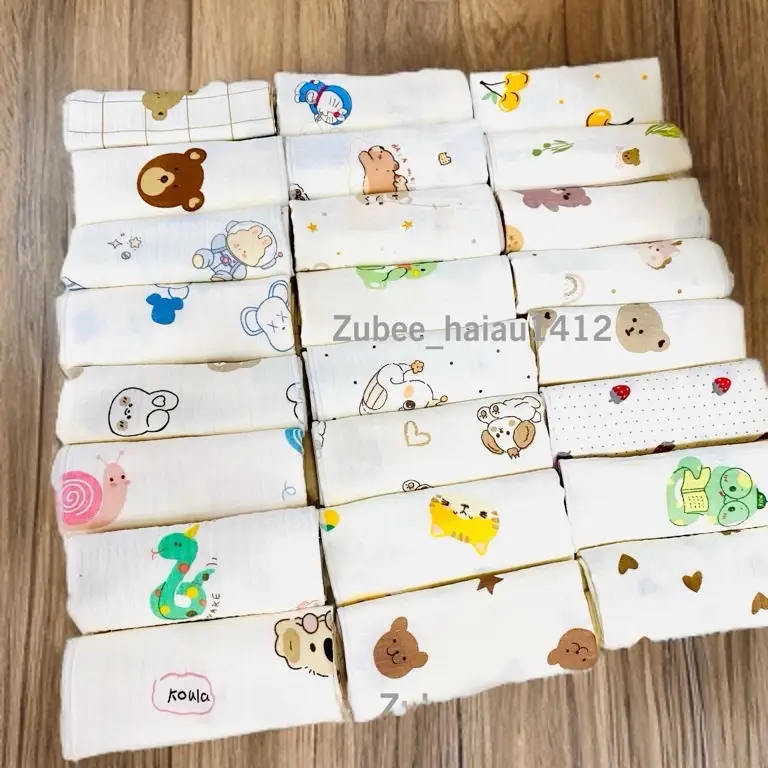 Set 10 khăn sữa xô muslin 2 lớp mềm mại thấm hút cho bé trai bé gái