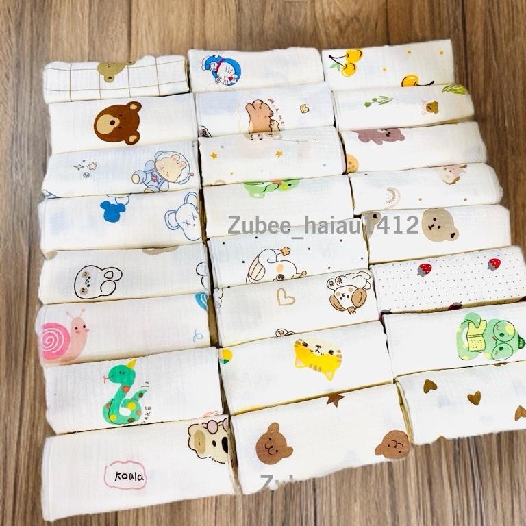 Set 10 khăn sữa xô muslin 2 lớp size 28x28cm mềm mại thấm hút cho bé trai bé gái