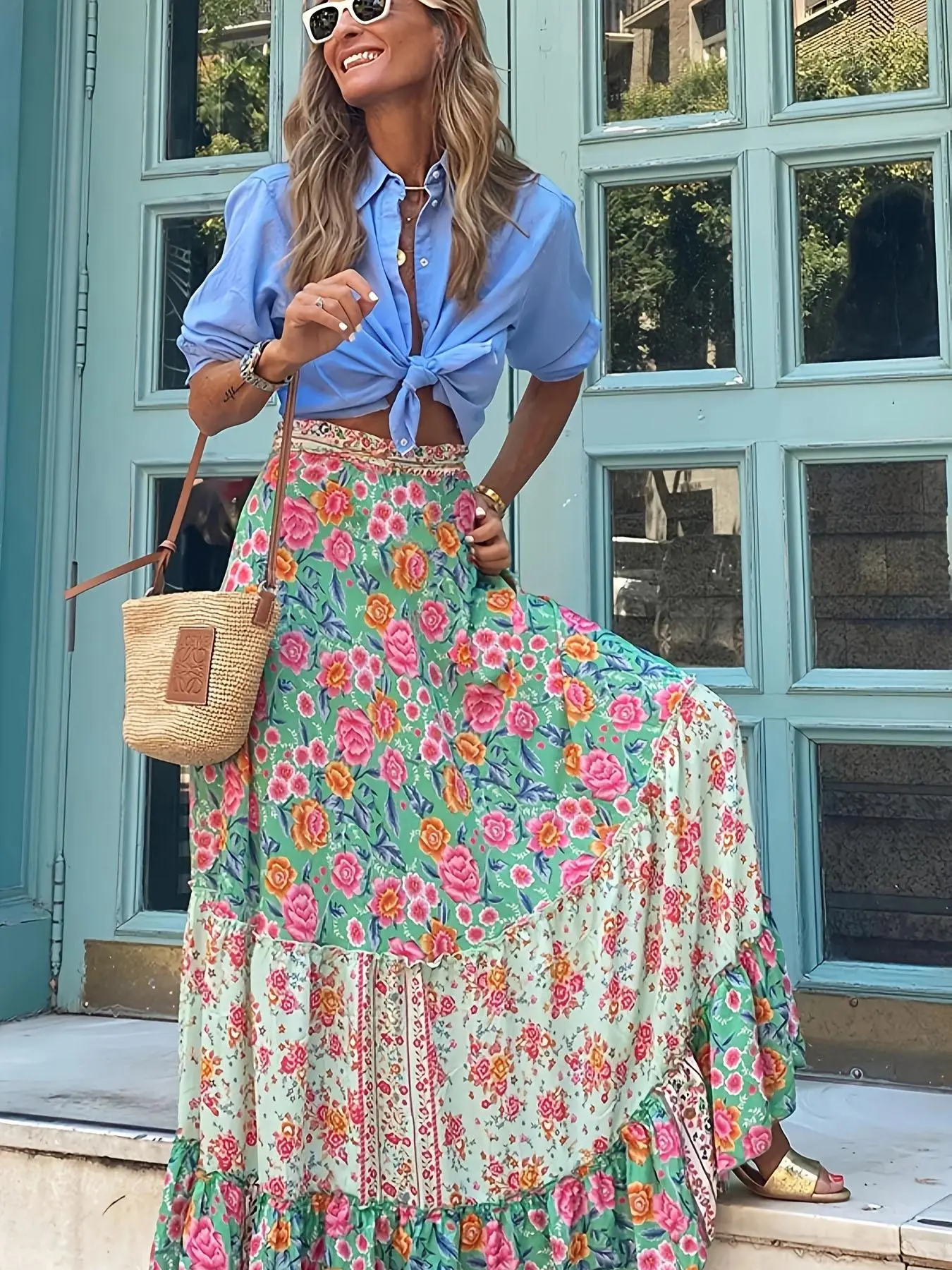 Women's Floral Print    Skirt, Elegant Fashion Casual A Line Skirt for Daily Outdoor Wear, Women's Bottoms for Spring & Fall