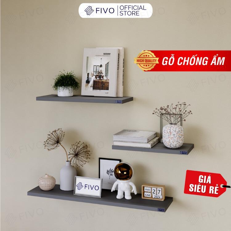 Kệ Để Sách Gỗ Treo Tường Đẹp Mini FIVO FB41 Màu Đen Xám Và Walnut Gỗ Chống Ẩm Cao Cấp Hiện Đại Và Tiện Dụng - Dày 17mm Trang Trí Nhà Cửa