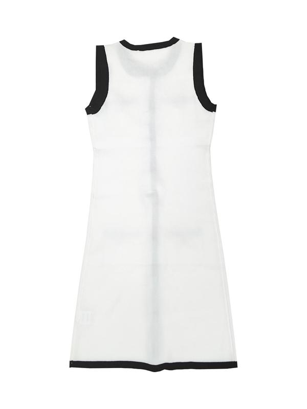 Women's Colorblock Faux Pearl Decor Button Front Pocket Tank Dress, Dresses for Women, Elegant Contrast Binding Sleeveless Round Neck Short Dress for Vacation Holiday Party, Ladies Summer Clothes, Fancy Dress, Summer Dresses 2025 3