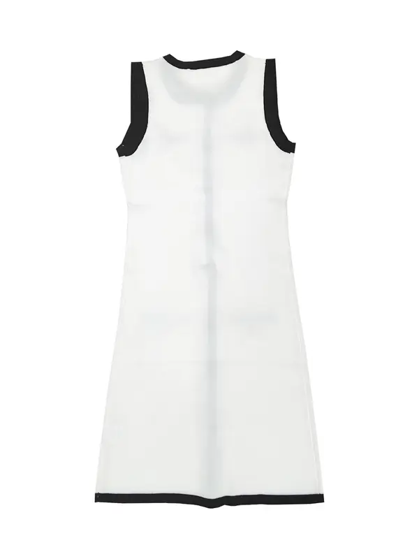 Women's Colorblock Faux Pearl Decor Button Front Pocket Tank Dress, Dresses for Women, Elegant Contrast Binding Sleeveless Round Neck Short Dress for Vacation Holiday Party, Ladies Summer Clothes, Fancy Dress, Summer Dresses 2025 3