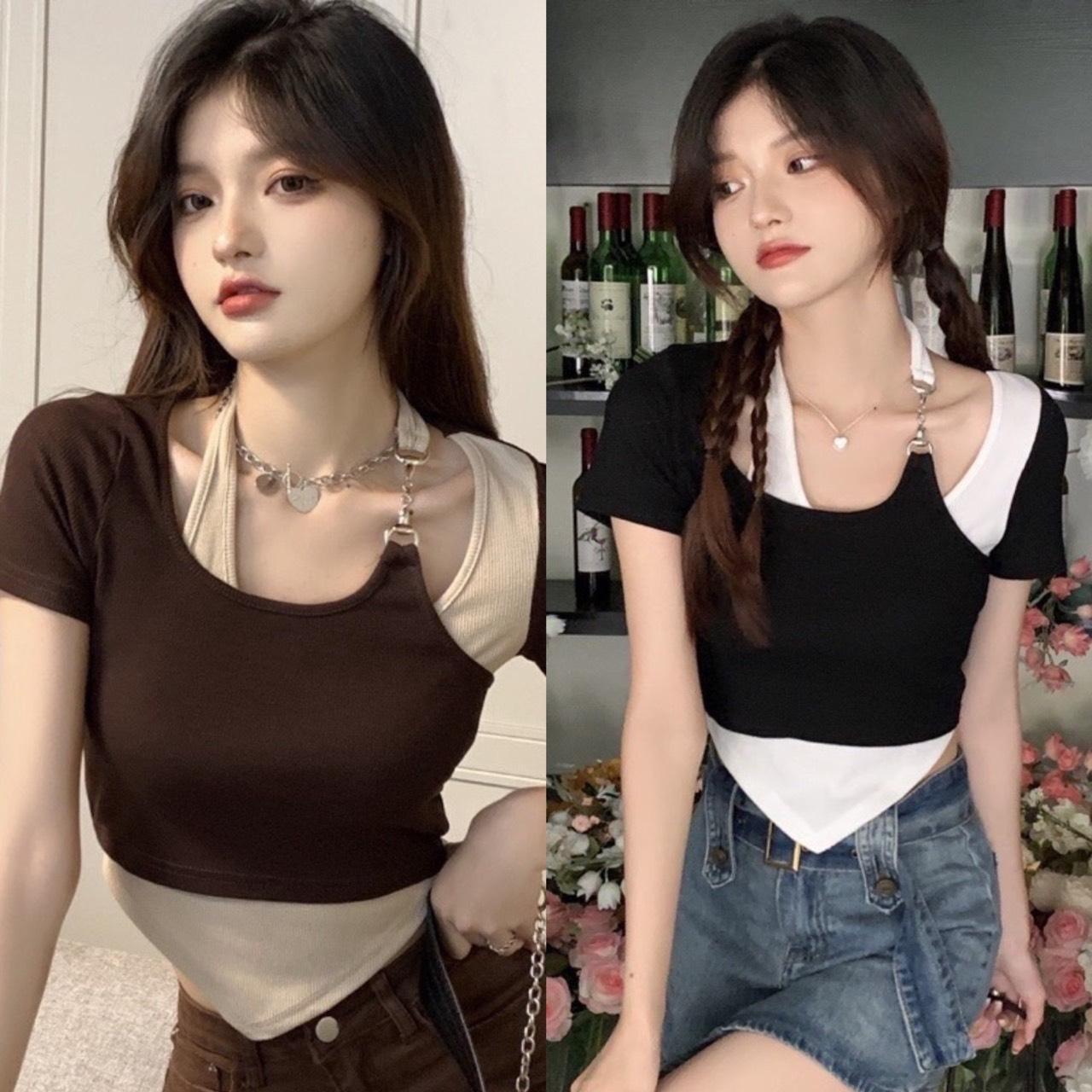 Thời Trang Bigsize Áo Thun Gân Tăm 50 - 100Kg Dễ Thương Top Nữ Cổ Tròn Women - A.1175
