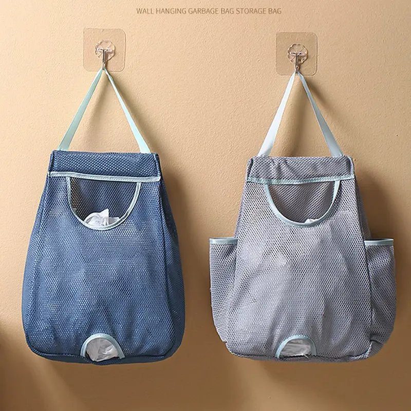 Cloth Material  Kitchen Garbage Plastic Bag Storage For Wall Hanging Bag With Hook Kitchen Storage Bag Kitchen Accessories