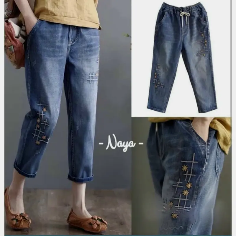 NAYA PANTS CELANA CULOTTE BAGGY JEANS HARUKA ALLSIZE TERMURAHH / LOCANA Bunga Bunga 1