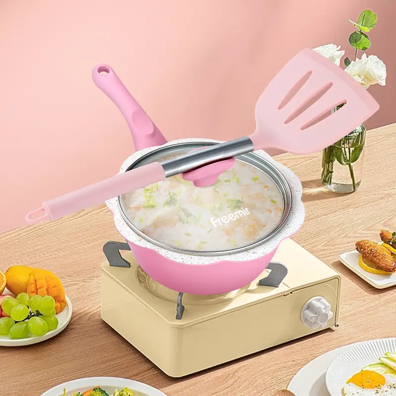 [freemir] Panci Susu MPASI Anti Lengket Bunga Tutup Kaca Gagang Bakelite Anti Panas Kitchenware 6