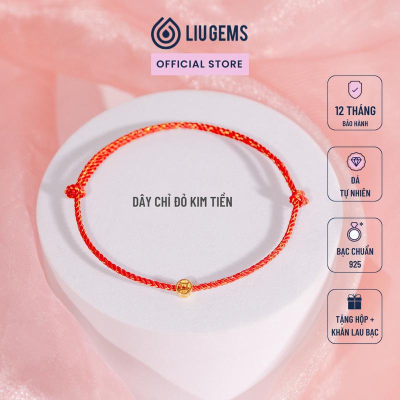 Vòng Tay Chỉ Đỏ Mix Đồng Xu Kim Tiền Bạc 925 Mạ Vàng Nút Thắt Rút Dây Liugems Thu Hút Vượng Khí Tích Cực CD04 (Mua một, tặng một hộp đựng trang sức + một khăn lau bạc miễn phí)