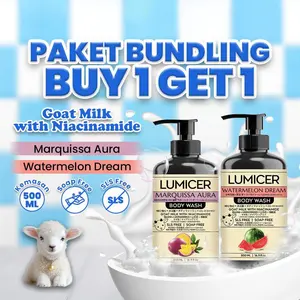MARQUISSA & WATERMELON LUMICER BODY WASH (BUY 1 GET 1) 2 X 500 ML -  SABUN MENCERAHKAN MELEMBAPKAN ATASI BAU BADAN, NON SLS GOAT MILK & NIACINAMIDE