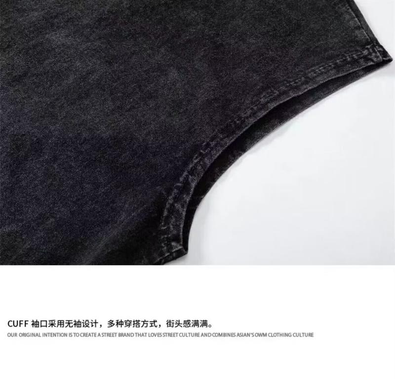 Product Introduction of High-end Clothing Men and Women Short Sleeve Sleeveless T-shirt Vest Summer Loose Pullover Plus Size Trendy Brand Fat Man Extra Large Base Shirt Wide Shoulder Tank Top 4