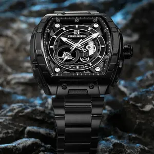 Evans Jayden Jam Tangan Pria 9611 Rantai Automatic Movement Stainless Steel Kaca Sapphire Chronograph Water Resistant 5 ATM