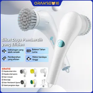 Sikat Pembersih Listrik Tanpa Kabel Genggam 5-in-1 Sikat Pembersih Tahan Air Sepenuhnya Otomatis untuk Penggunaan di Rumah