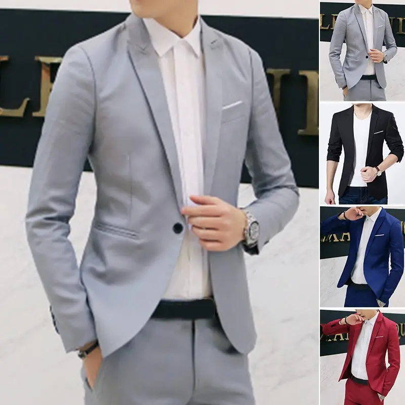 Bộ Đồ Nam Thường Ngày Dáng Ôm Trang Trọng, Hàng Mới Về, Có Cúc, Áo Khoác Blazer, Áo Khoác, [Hàng Có Sẵn] 2