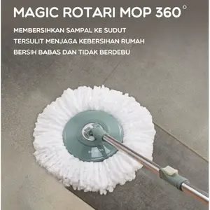 TONGKAT PEL PUTAR 360 PEMBERSIH LANTAI STAINLESS ALAT PEL LANTAI BAHAN KAIN KATUN TEBAL DAYA SERAP TINGGI GAGANG CLEANING TOOLS