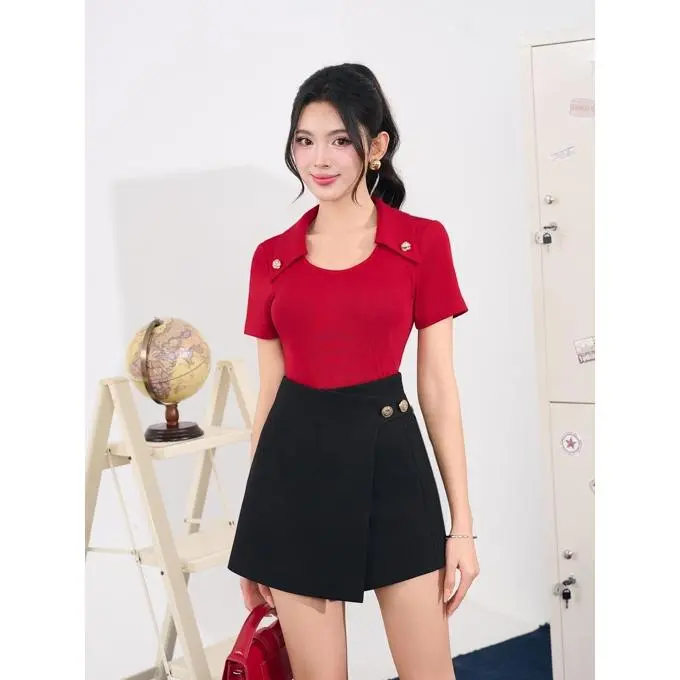 Áo polo nữ cộc tay chất cotton tăm dáng ôm Orchid - OHN2B720