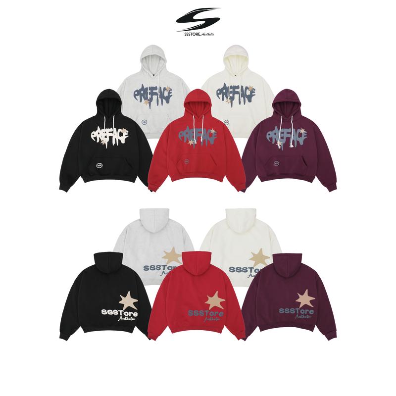 Áo Hoodie Nỉ Stars SSSTore.Aesthetic Boxy V2 In Nổi Nhiều Màu
