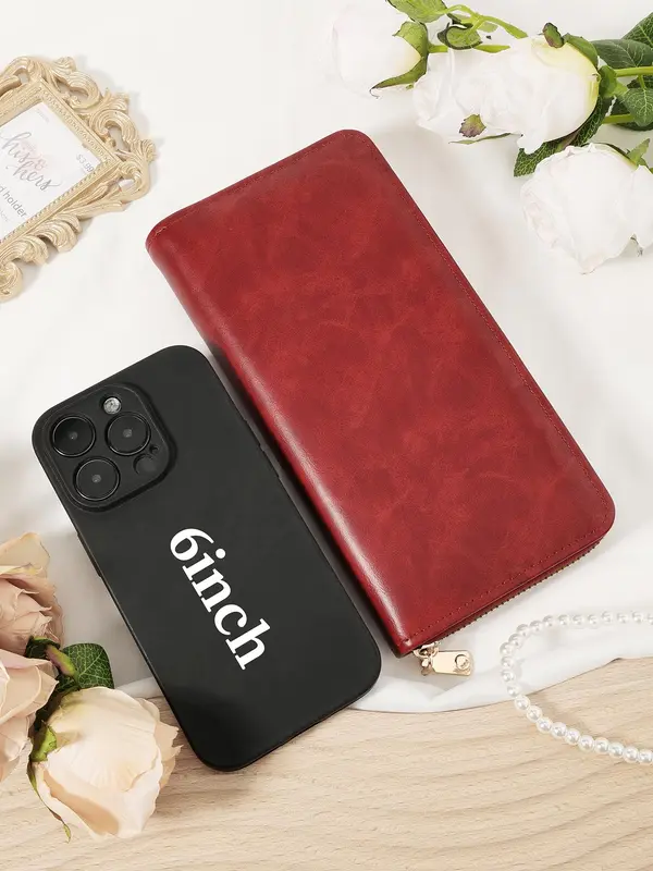 Women's Letter Pattern Long Wallet, Fashionable PU Leather Zipper Wallet for Daily Used, Casual Trendy Versatile High-quality Daily Wallet 2