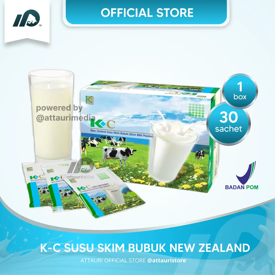 K-C Susu Skim Bubuk Skim Milk Powder New Zealand 1 Box isi 30 Sachet Original K Link Official Store ID Dairy Etawa