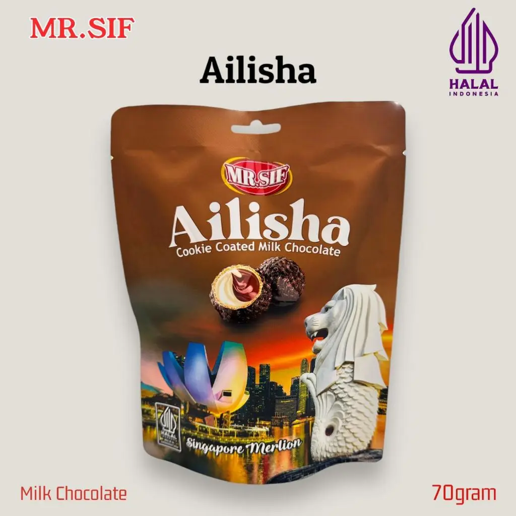 Coklat Cookie Ailisha Singapore Merlion 70gram HALAL Chocolate