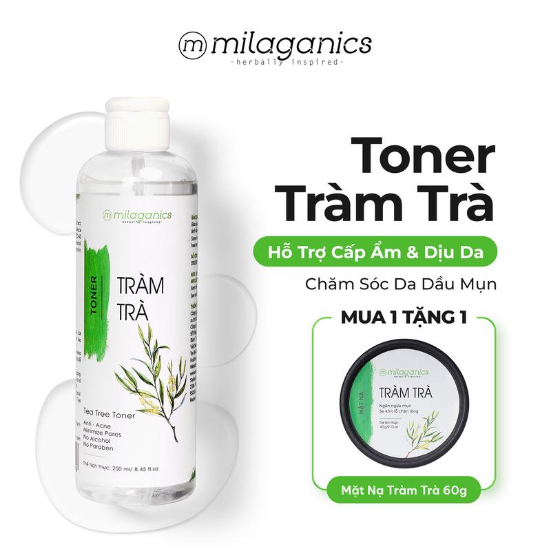 [MUA 1 TẶNG 1] Toner Tràm Trà Tea Tree BHA MILAGANICS Hỗ Trợ Giảm Mụn, Mờ Thâm, Trắng Da Cho Da Dầu Mụn Ẩn - Tone Nước Hoa Hồng Tràm Trà Chăm Sóc Da Mặt Đều Màu Dưỡng Ẩm Da Nám Làm Đẹp Da Lành Tính Skincare Cấp Ẩm Da Mụn Hỗn Hợp Dưỡng Da Mặt