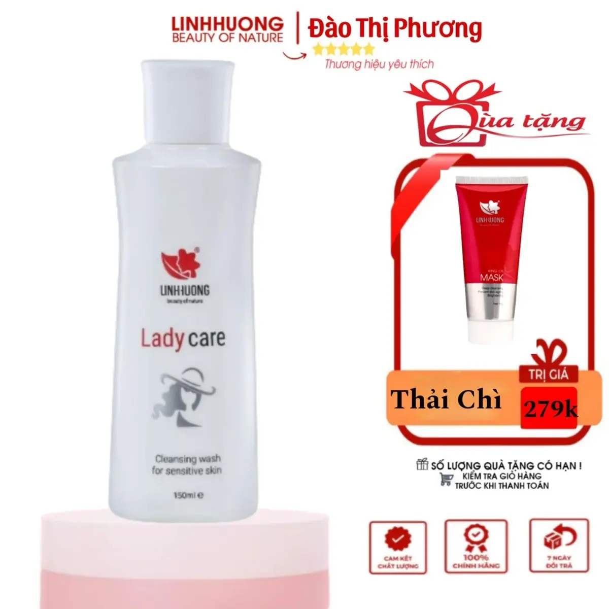 dung dịch vệ sinh Lady care Linh Hương Chính hãng tặng thải chì