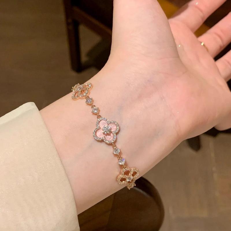 Vòng Tay Zircon, Thiết Kế Hoa Hồng, Cỏ Ba Lá Có Thể Điều Chỉnh Đồ Trang Sức Tinh Tế 3