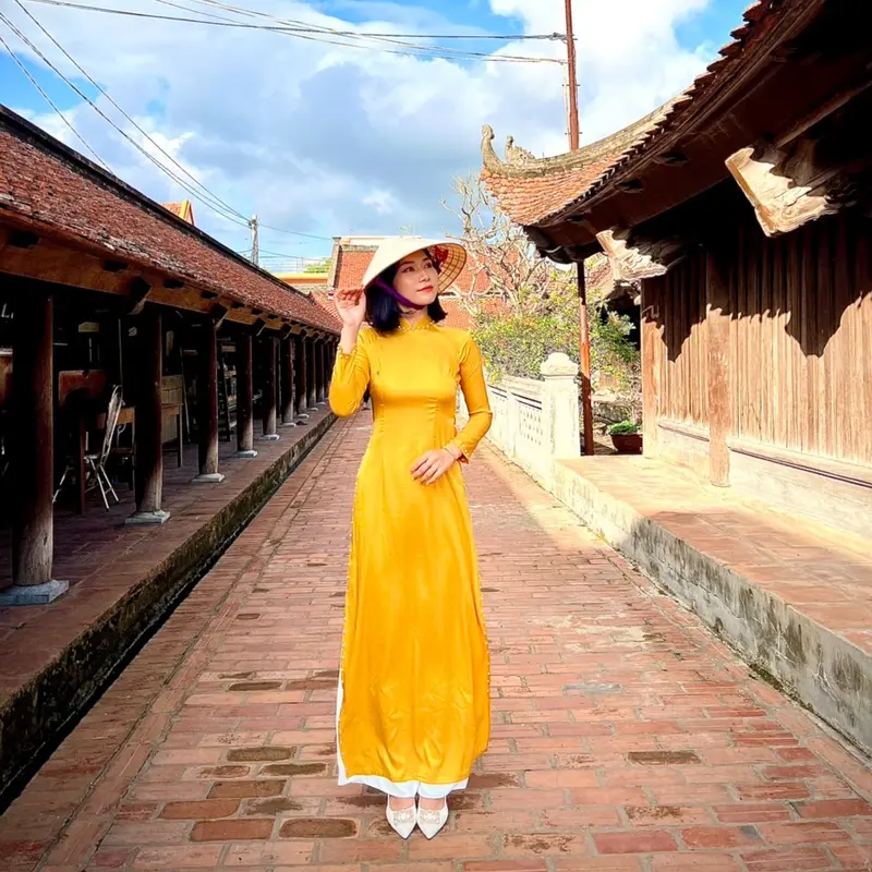 Áo dài lụa vân gỗ 4 màu kiểu dáng truyền thống Nữ Dress 4