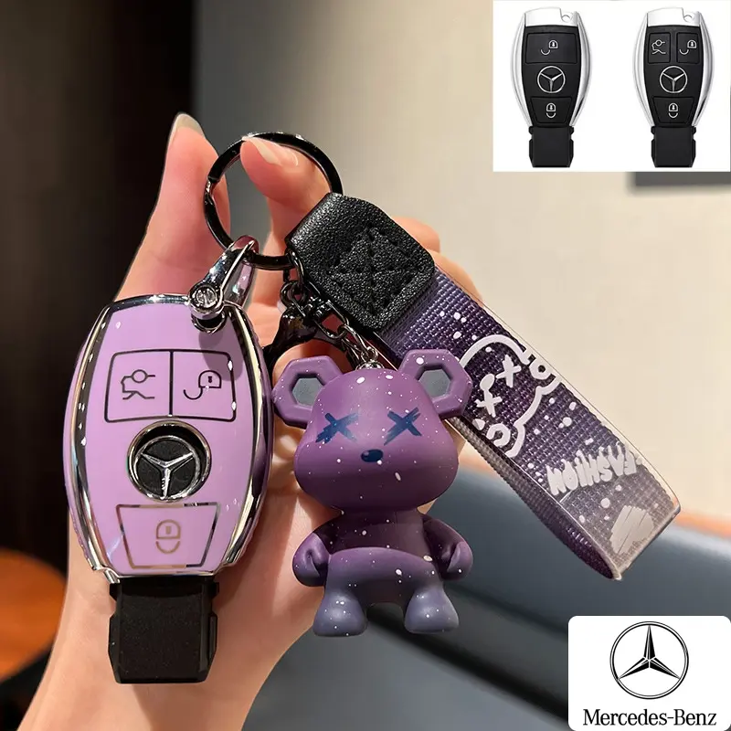 Giá Đỡ Vỏ Bọc Chìa Khóa TPU, Dành Cho Mercedes-Benz, 3 Nút, Bảo Vệ Móc Chìa Khóa, Thích Hợp Cho A / B / C / E / S / GLA / GLB / GLC / GLE / GLS / AMG, Vỏ Chìa Khóa Từ Xa