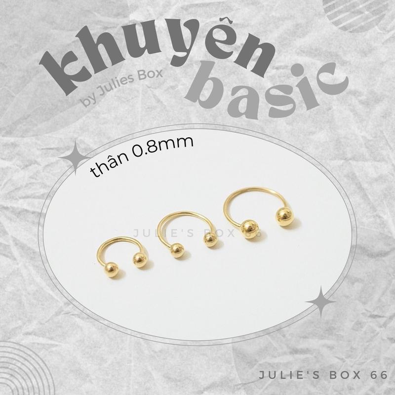   1 CHIẾC  Khuyên tai chất liệu thép không gỉ CHỮ U THÂN 0.8MM MÀU VÀNG Không Gỉ Không Kích Ứng juliesbox  BẤM  