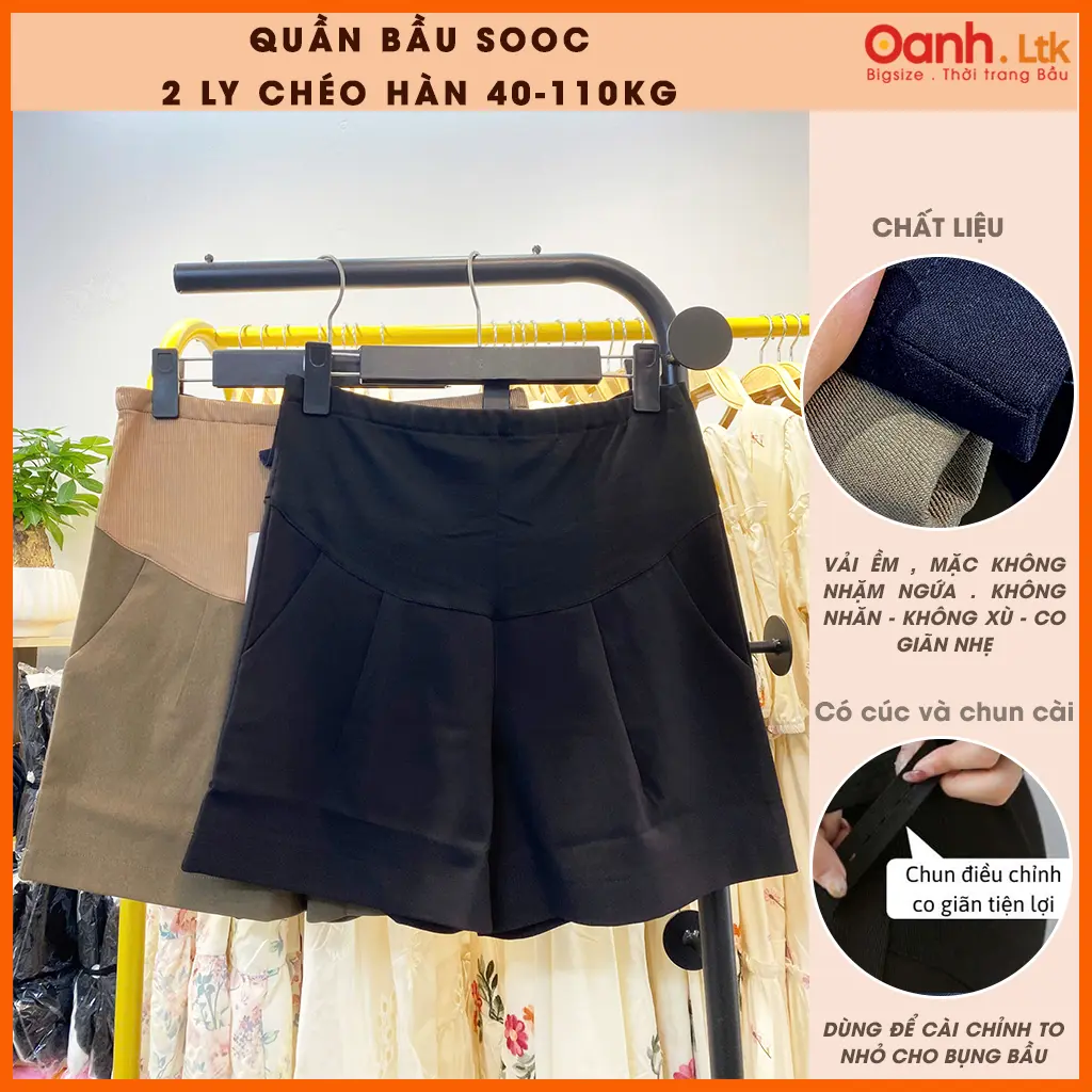40-110kg Quần bầu bigsize Quần đùi bầu Quần short bầu 2 ly chất chéo hàn co giãn nhẹ shop OanhLTK