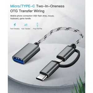 Kabel OTG 2 in 1 Multifungsi 2in1 Type C Micro USB Android Tipe C USB Type C To USB Device Flashdisk Storage Komputer