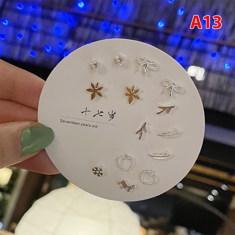 Product Introduction of Bộ Bông Tai Nữ Họa Tiết Nhỏ Thời Trang Hàn Quốc, 7 Đôi, Nhiều Đôi Bông Tai Đinh tán Hình Bướm Dễ Thương Hoa Hoa Tai Women Khuyên Tai 35