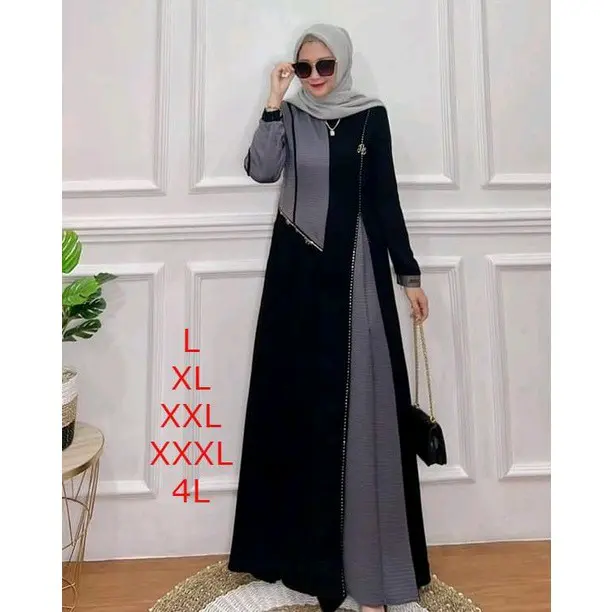 Gamis Jumbo Polos Cantik Size L to 4 xl Muslim Panjang Tangan 1