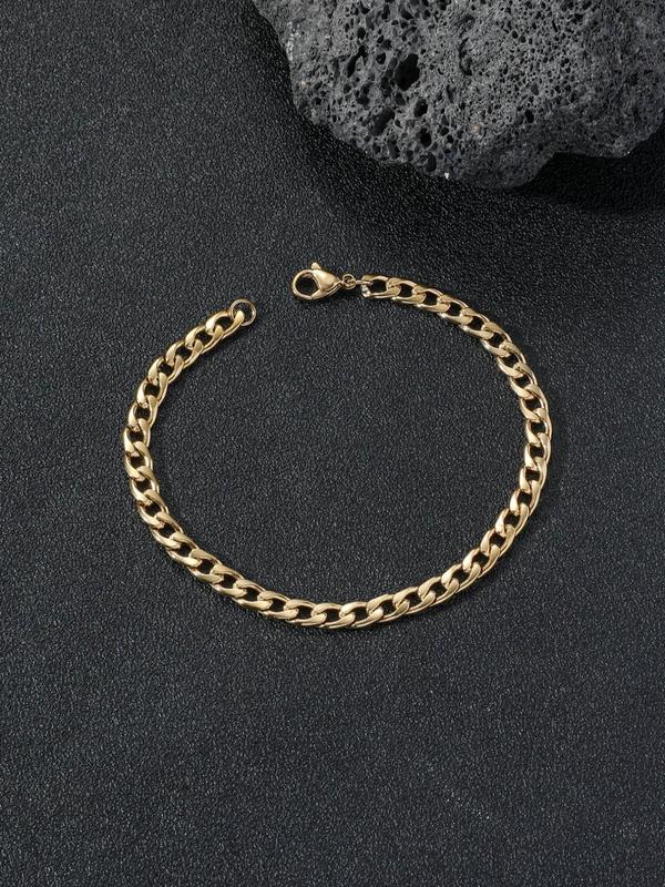 Simple Plain Stainless Steel Link Bracelet, Casual All-match Jewelry for Men's Gift, Female Classic Fashion Accessories for Daily Wear 5