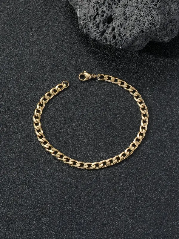Simple Plain Stainless Steel Link Bracelet, Casual All-match Jewelry for Men's Gift, Female Classic Fashion Accessories for Daily Wear 5