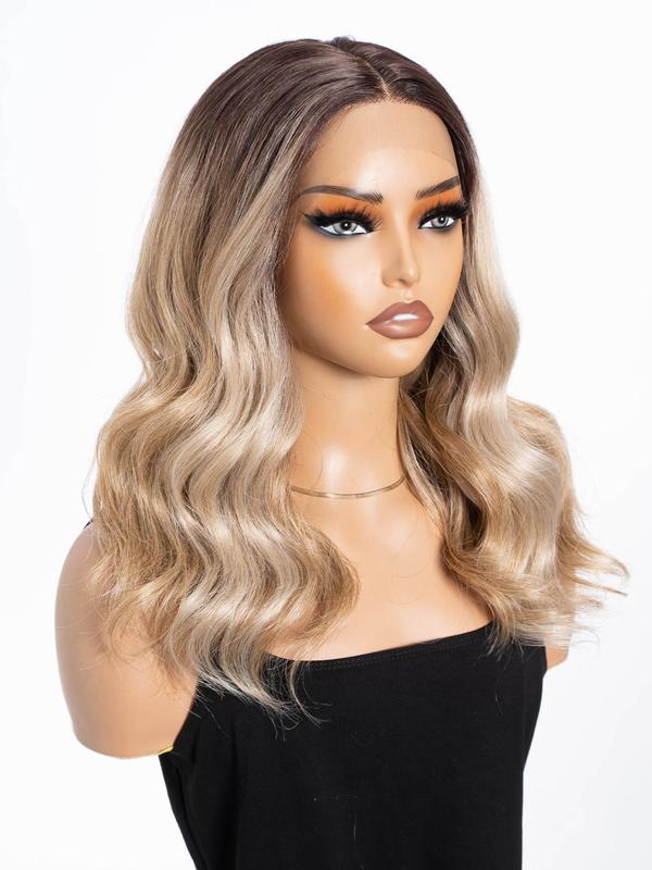 18 Inch Long Wavy Wigs for Women, Gorgeous Fluffy Wigs without Bangs, Synthetic Lace Front Wigs for Party, Daily Use 2
