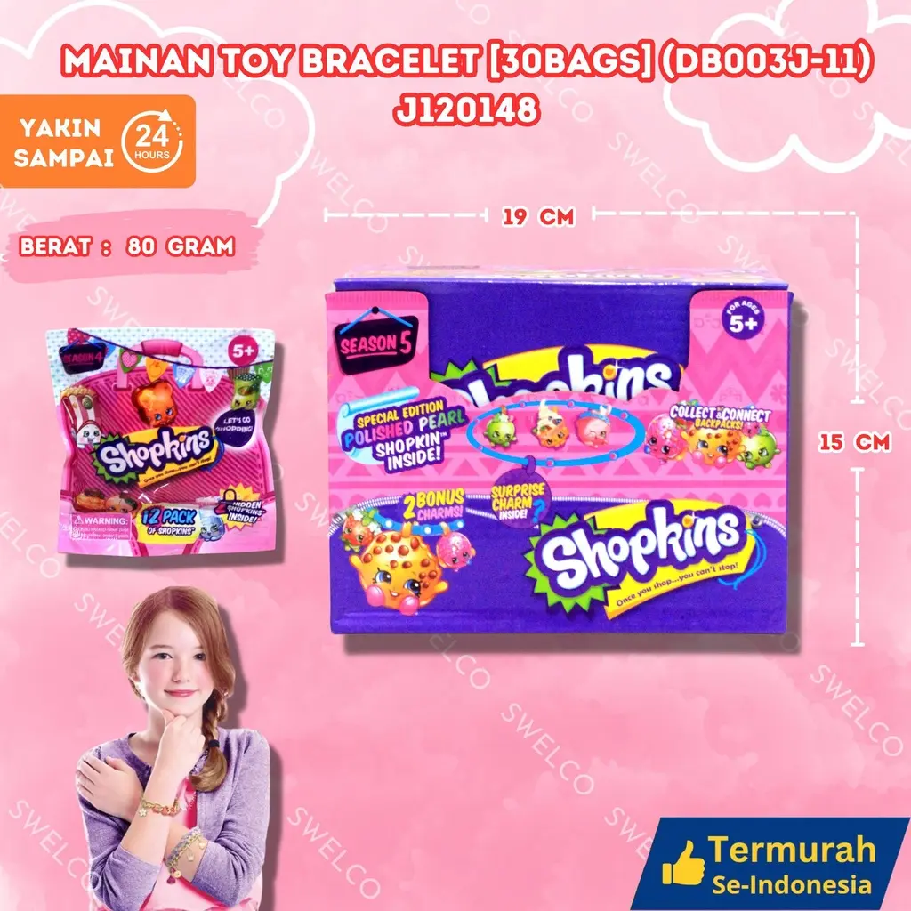 BISA COD Shopkins season 4 blind pack MAINAN TOY BRACELET (30BAGS) (DB003J-11)