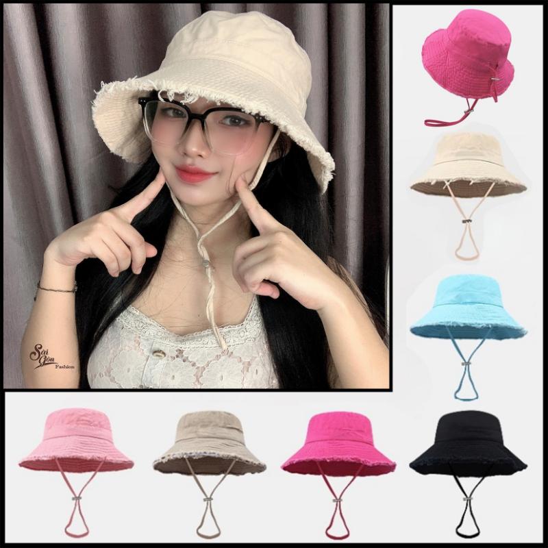 Product Introduction of Mũ Bucket Tua Rua Trơn Vành rộng kèm dây Basic Chống nắng Form Unisex Nam Nữ 32