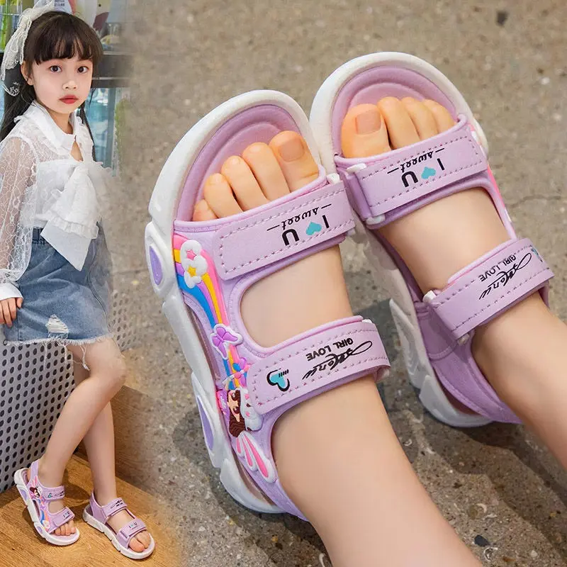 Giày Dép sandal cao su quai hậu cho bé gái mùa hè hình công chúa Girl love