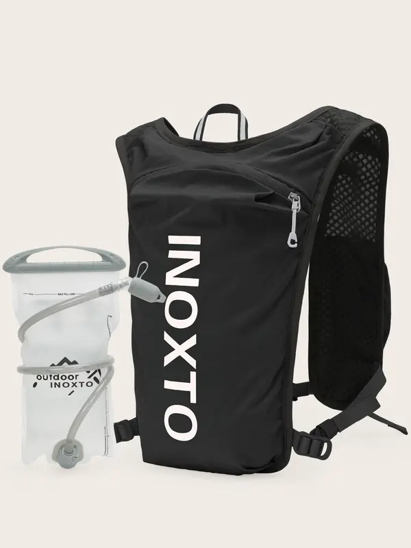Sporty Unisex's Letter Print 1.5l Hydration Vest Backpack, Waterproof Lightweight Contrast Mesh Sheer Zipper Running Vest Bag, Sport Accessories for Hiking Running Cycling Fishing Pickleball Tennis, Travel Accessories, Gym Bag 0