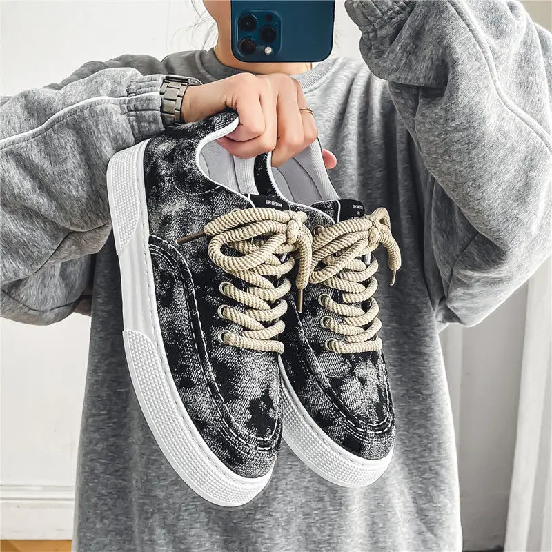 Denim Canvas Shoes Men's Shoes Breathable Summer Men's Fashionable All-Matching Casual Sports Non-Slip Wear-Resistant Soft Bottom Skateboard Shoes Men's Shoes