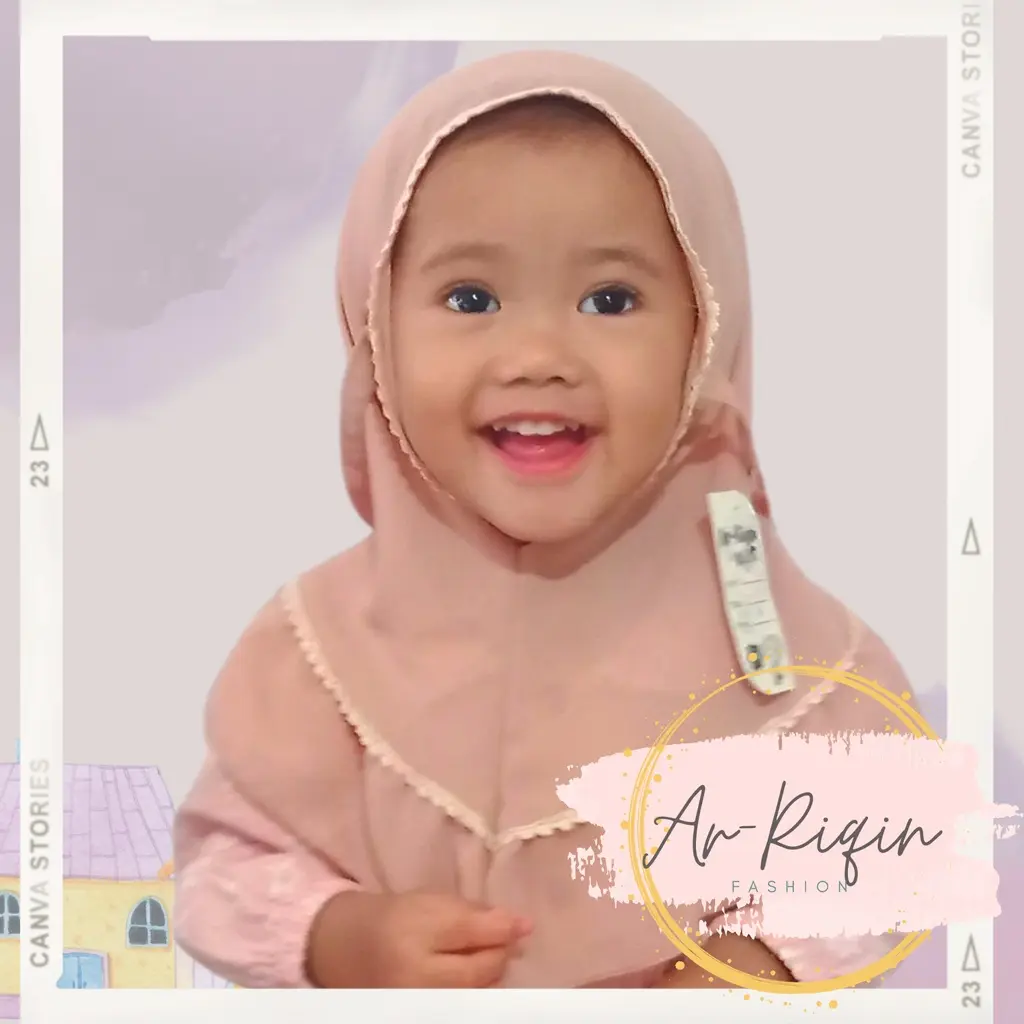Ar-Riqin kids - Hijab Bergo Instan Balita Cantik Muslim Renda kepala Anak Maryam Jilbab Kerudung Nyaman 2-3 th