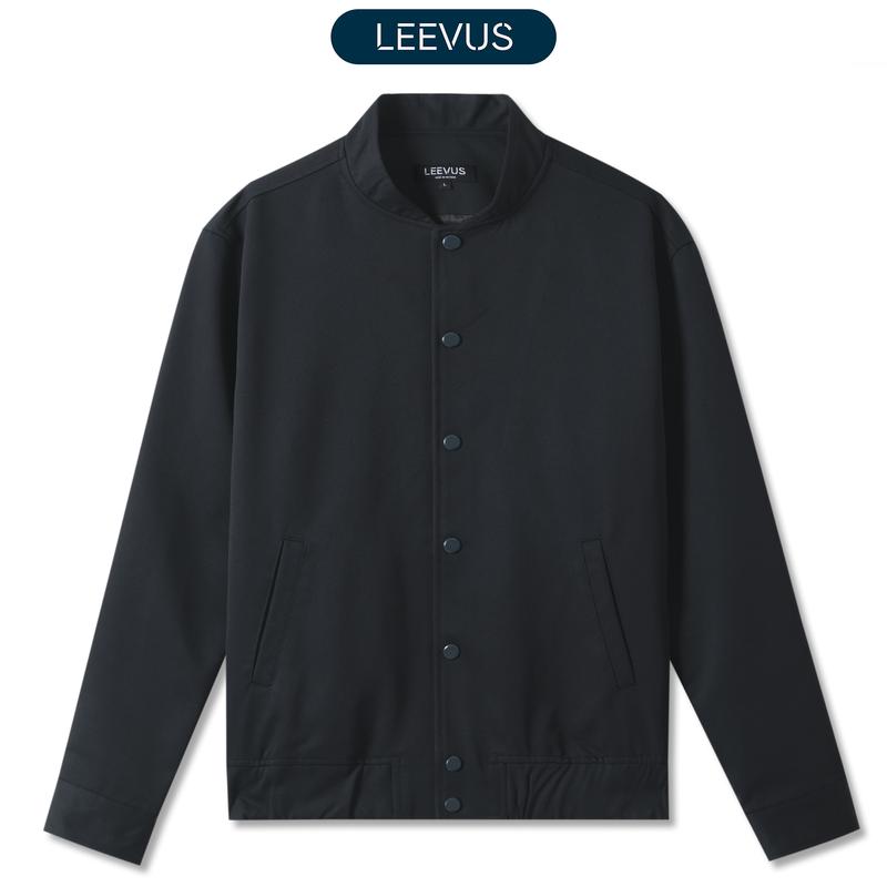 Áo khoác Kaki Xanh đen SHIRT SLEEVES BOMBER cao cấp, kiểu dáng classic Hàn Quốc sang trọng - LEEVUS JK02 Menswear Nam Jacket