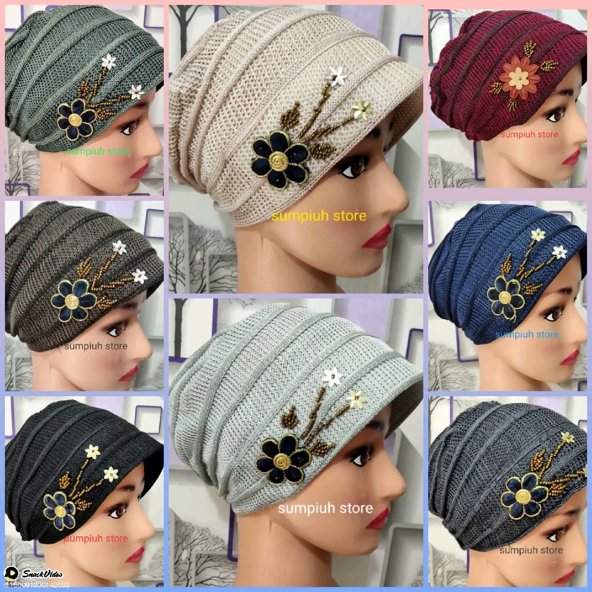 Ciput Rajut Bunga Sulam Ciput Nenek Santai Jilbab Dalaman Wanita Kerudung inner hijab